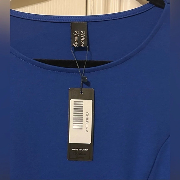 Vfshow brand blue knit dress with zipper detail 3/4 sleeves royal blue size M - Picture 4 of 6